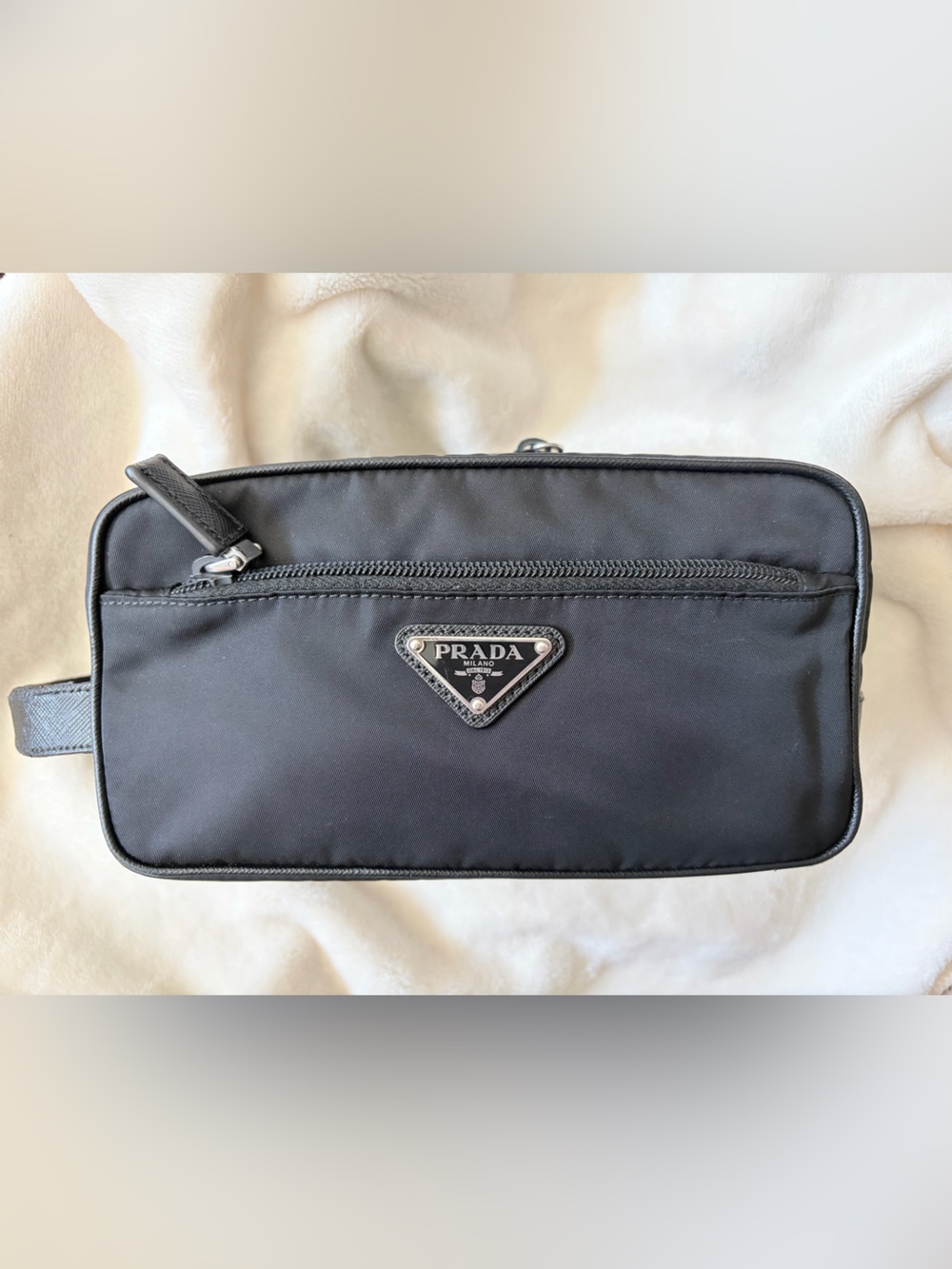 Prada Black Nylon Toiletry Pouch with Triangle Logo